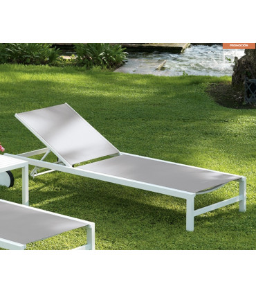 Tumbonas Tumbona con ruedas de aluminio y textilene gris Calpe Arkimueble 068