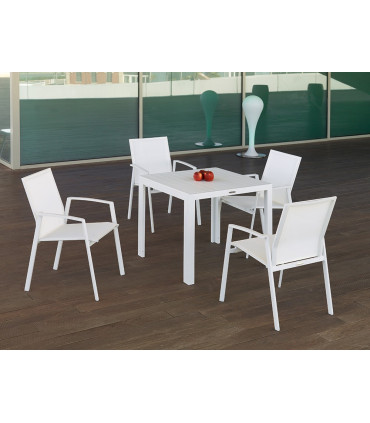 Tumbonas Mesa de aluminio color blanco 80x80 Calpe Arkimueble 068