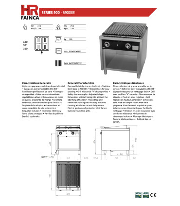 Barbacoas Barbacoa a gas con Mueble serie 900 B9008E HR Fainca B9008E