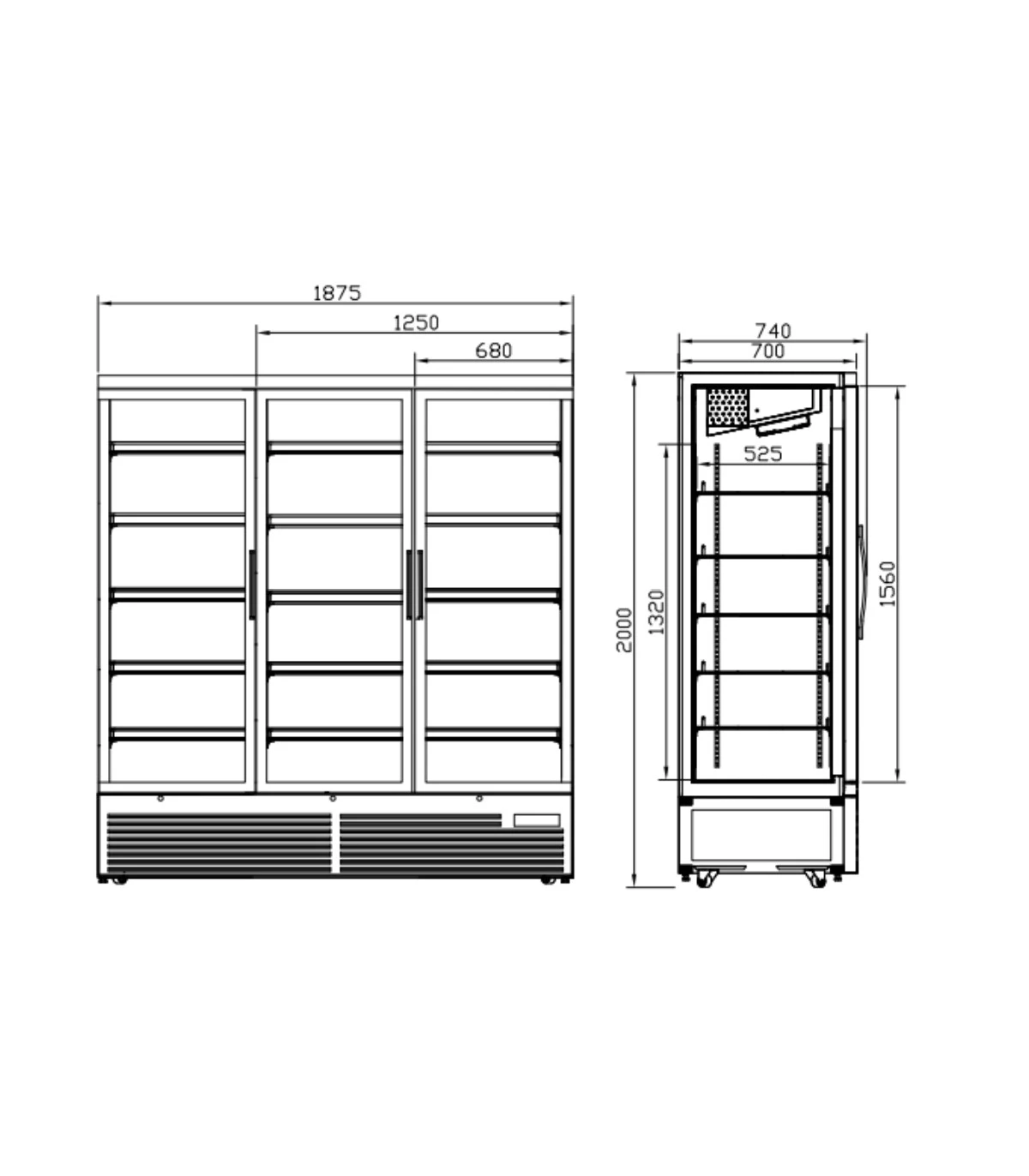 Armarios Expositores Congelados Armario Expositor de Congelados 1600 litros 3 Puertas 1875x740x2000mm MAXI-1875-CO Casfri MAX...