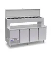 Mesa refrigerada para pizzas 2130x800 con vitrina elevada Oscar Zarzosa TPL-2000