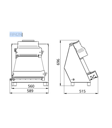 Laminadoras Laminadora de masa de pizza FIP42N 2 pares de rodillos 420 mm Fimar FISTFIP42N0235M