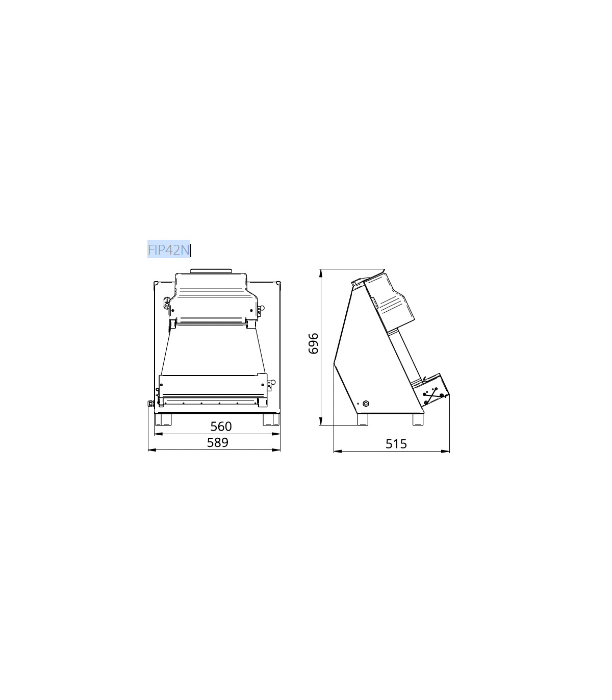 Laminadoras Laminadora de masa de pizza FIP42N 2 pares de rodillos 420 mm Fimar FISTFIP42N0235M
