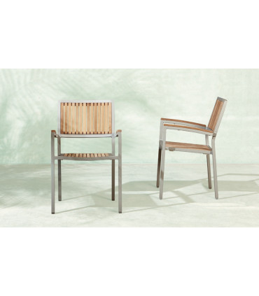 Sillas Exterior Silla aluminio y teca Buda  Buda-268