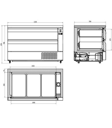 Mesa Refrigerada con 2 cajones Flexdrawer 3xGN 1/1 Edenox