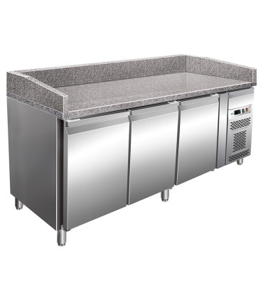 Mesas Frías Fondo 800mm Mesa 3 Puertas Preparación Pizzas con Encimera de Granito fondo 800mm PZ3600TN Forcold