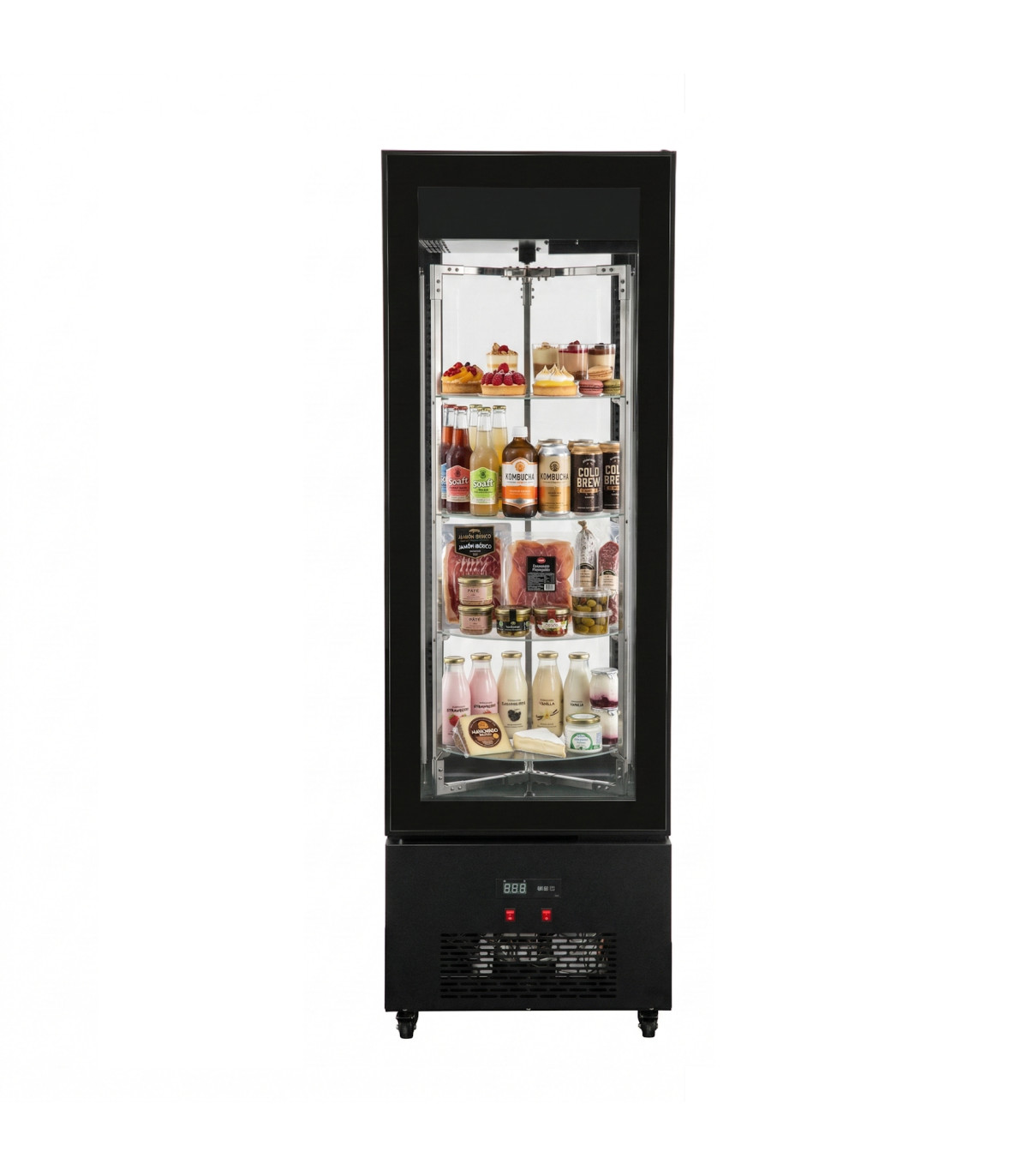 Vitrinas de Pastelería Vitrina 4 caras con estantes giratorios de cristal 650x665x2005h mm XC-440X Clima Hostelería XC-440X