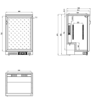 Back Bars Armario expositor refrigerado bajomostrador 60 cm ancho 2 puertas backbar Edenox