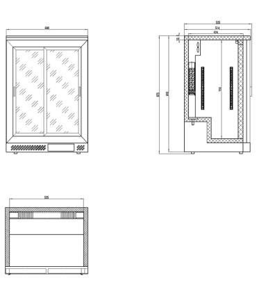 Back Bars Armario expositor refrigerado bajomostrador 60 cm ancho 2 puertas backbar Edenox