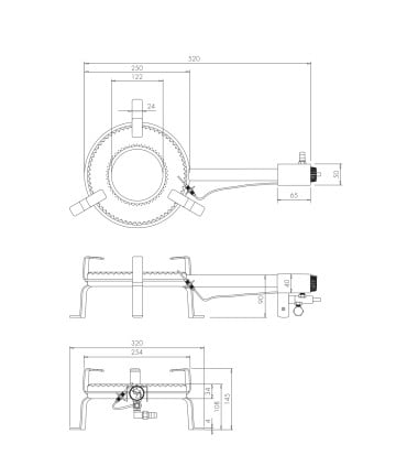 Paelleros Hornillo Aro Simple para ollas de 35 a 50 cms GT-250 Uso Interior Flames VLC