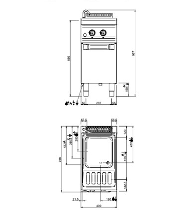 Cocedores de Pasta Cocedor de Pasta a gas 40 litros Romagsa Neo900 Romagsa PG94M