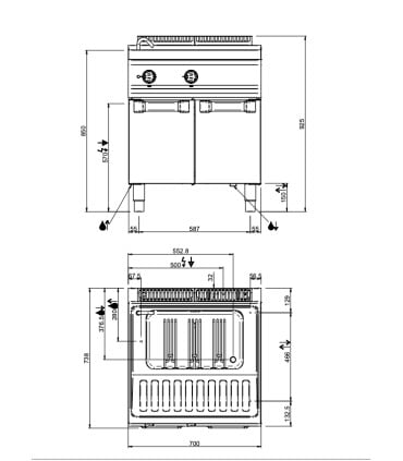 Cocedores de Pasta Cocedor de Pasta a gas 40+40 litros Romagsa Neo900 Romagsa PG98M